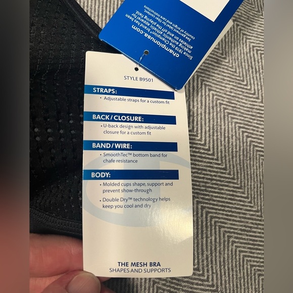 Champion Black Mesh Sports Bra Style B9501 - Picture 5 of 6